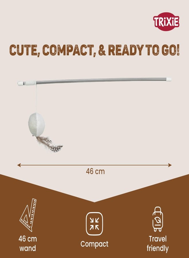 TRIXIE Playing Rod with Ball & Feathers for Cats | Cat Teaser Wand Toy with Catnip Plush Ball | Interactive Exercise Stick for Active Play, Bonding & Fun, Plastic & Plush- 46 cm - Image 5